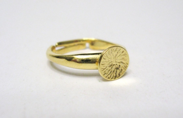 Ringrohling, Ringfasung mit Klebeplatte aus 925 Sterling Silber vergoldet